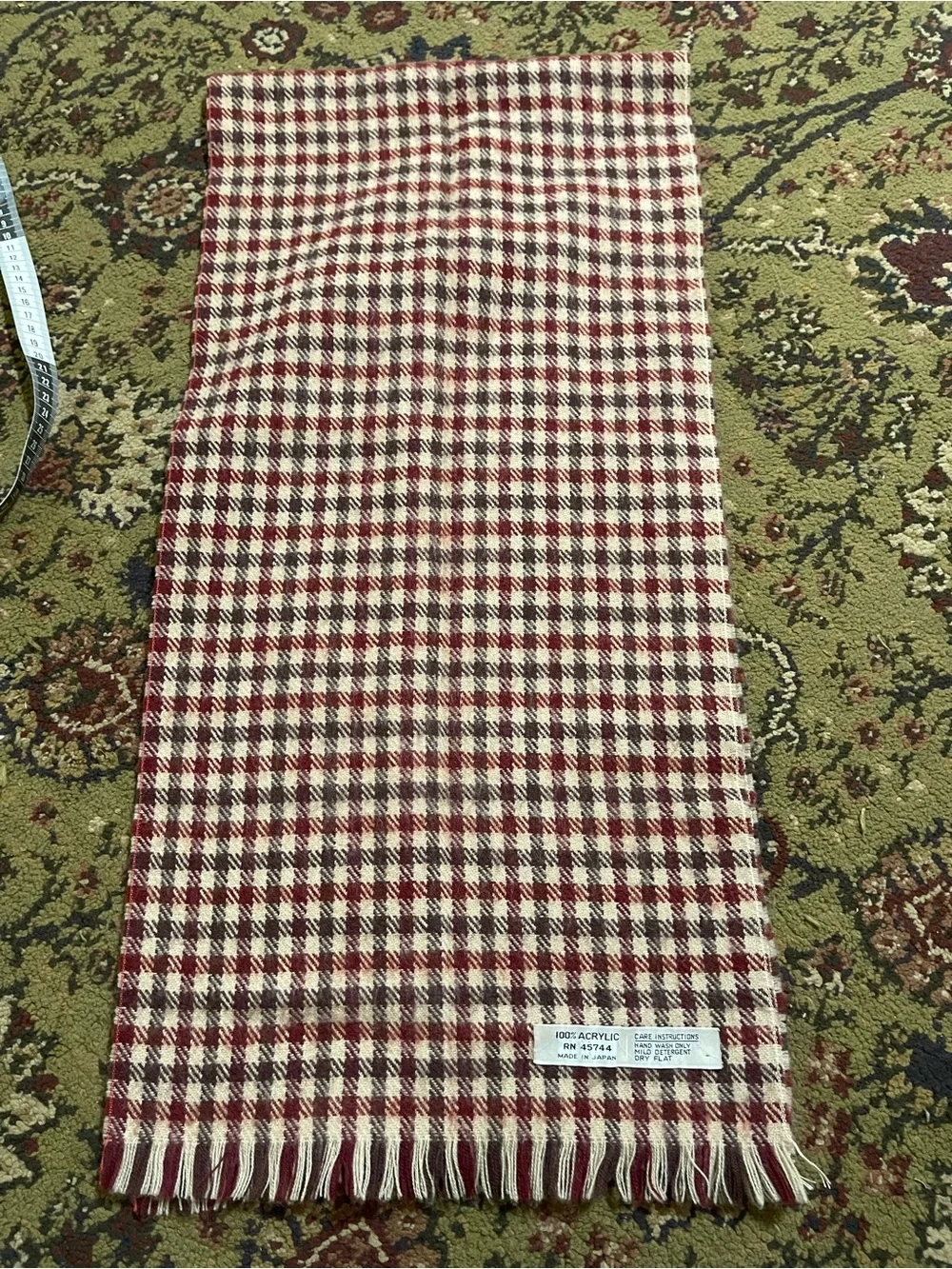 Vintage Aquascutum Club Checked Fringe Scarf Acrylic